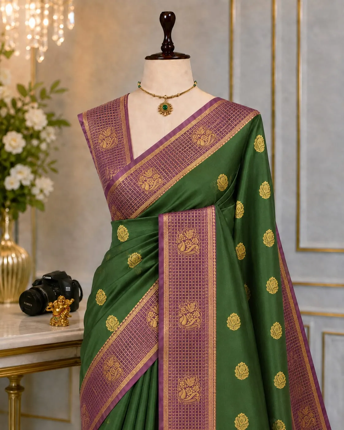 Fusion Korvai Zari Butta Semi Silk Saree